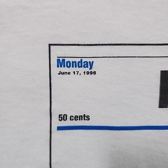 Vintage Hanes T-shirt XL 1996 Newspaper Front Page Chicago Bulls 4th NBA Title - Picture 11 of 16